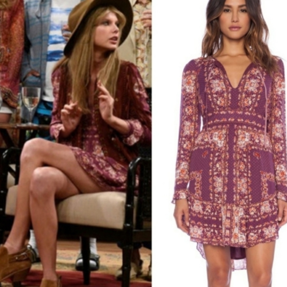 Free People Bridgette Floral Mini Dress Berry Combo Small